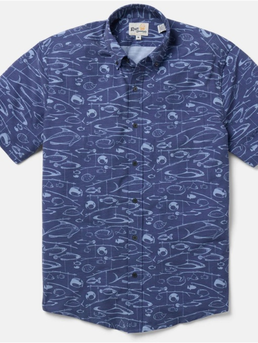 Reyn Spooner Fisherman’s A-Lure 2XL NWT Navy and Light Blue Button-Down Shirt